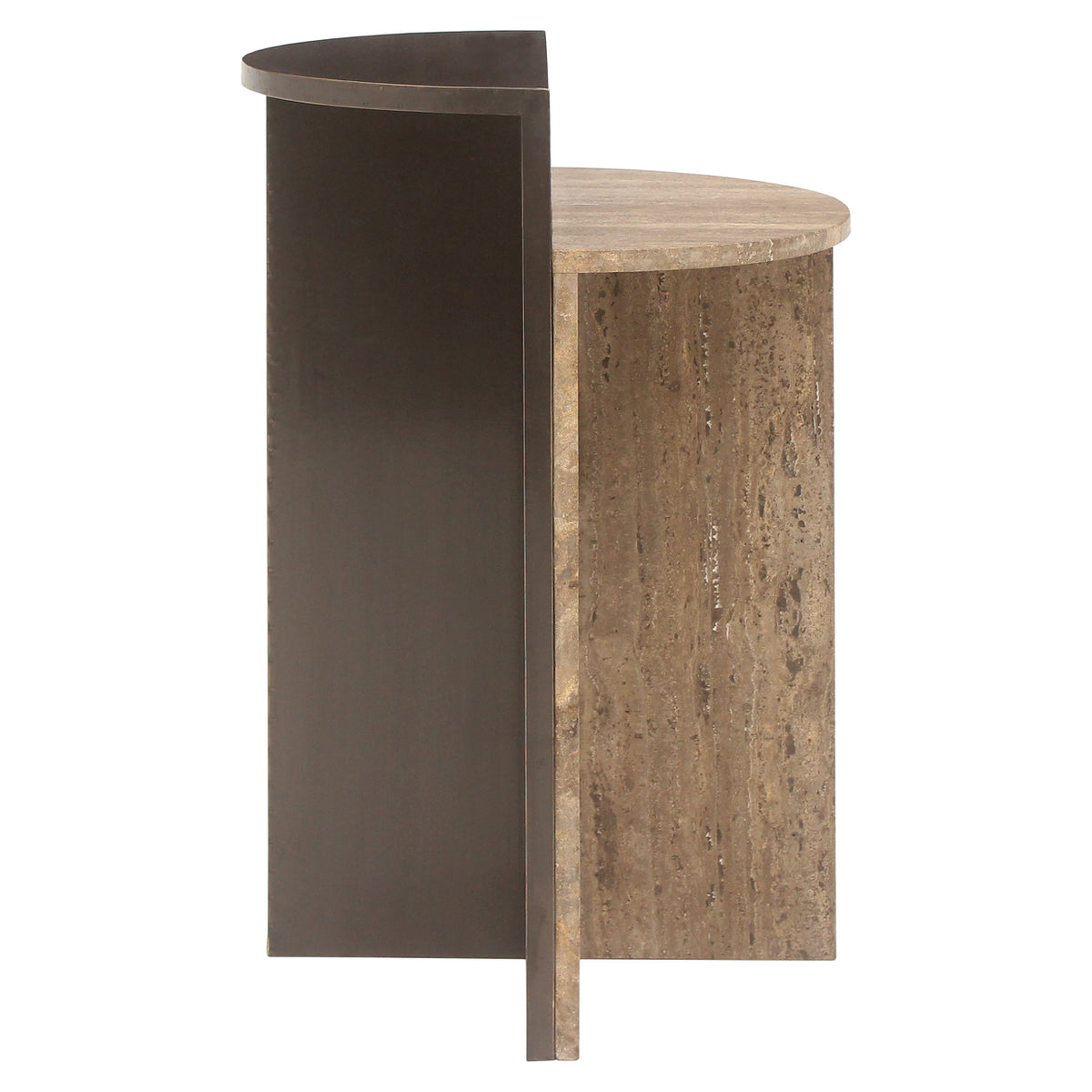 Bijzettafel Russo bruin mdf, zijaanzicht op witte achtergrond