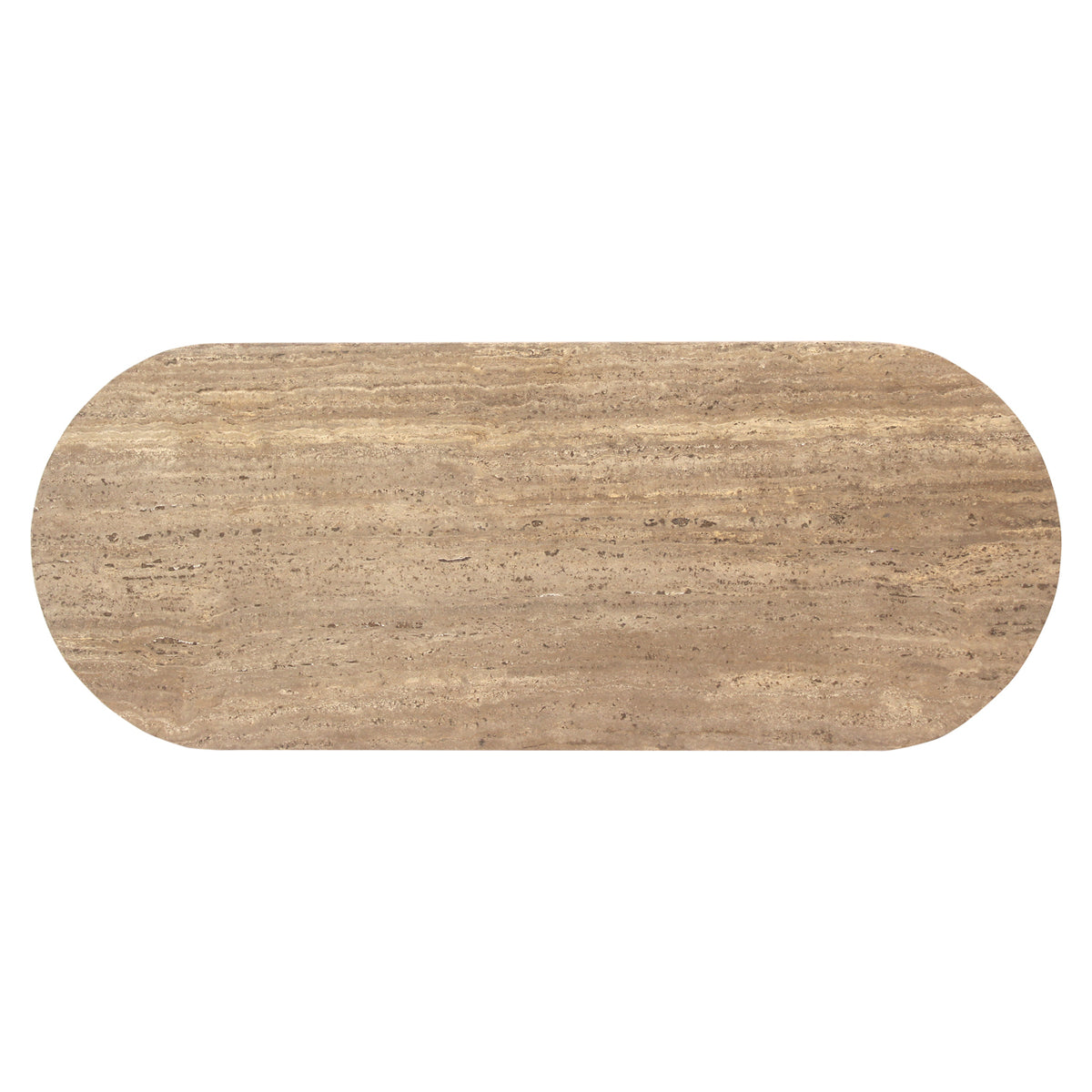 Sidetable Russo bruin travertin, bovenaanzicht op witte achtergrond