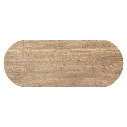 Sidetable Russo bruin travertin, bovenaanzicht op witte achtergrond