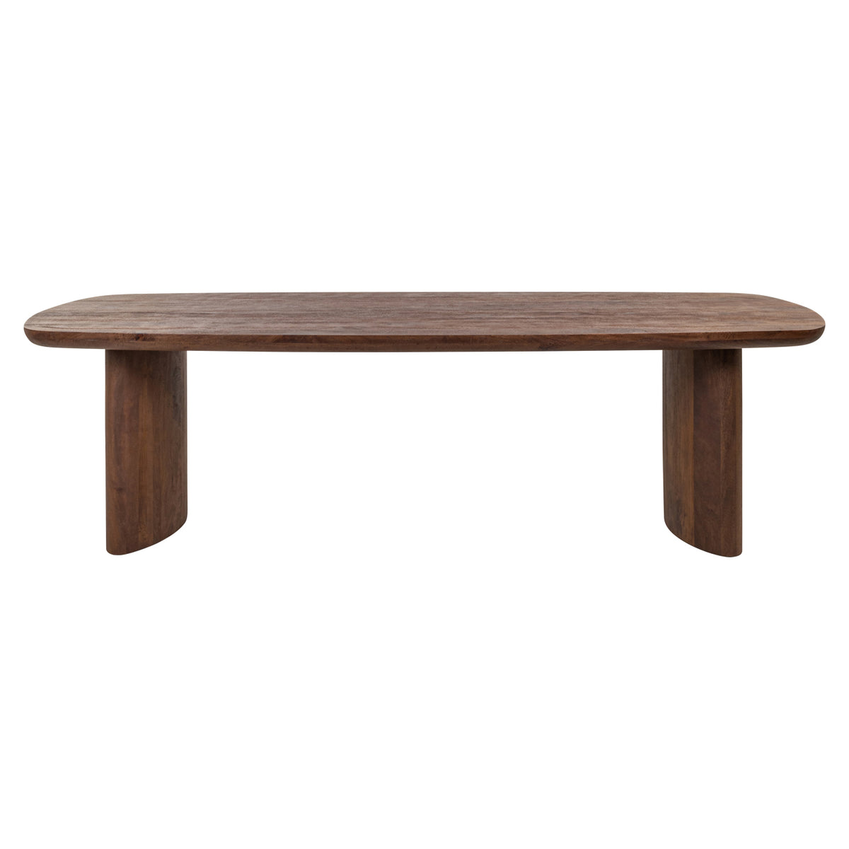 Eettafel Baldwin bruin mangohout 230 cm, vooraanzicht op witte achtergrond