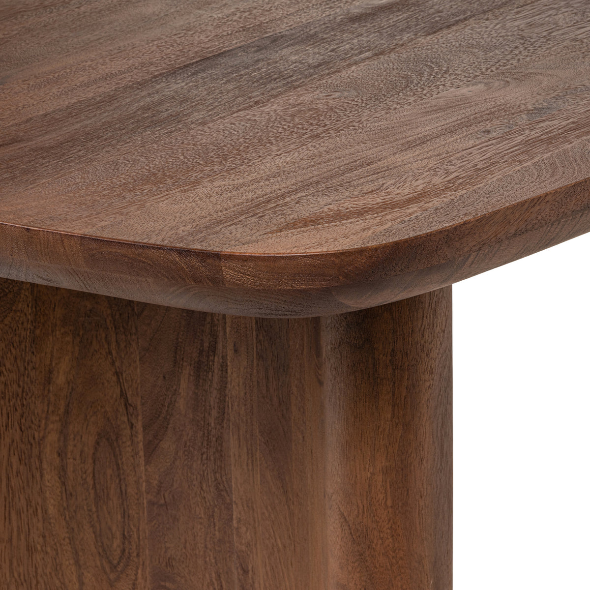 Eettafel Baldwin bruin mangohout 230 cm, detail van het materiaal