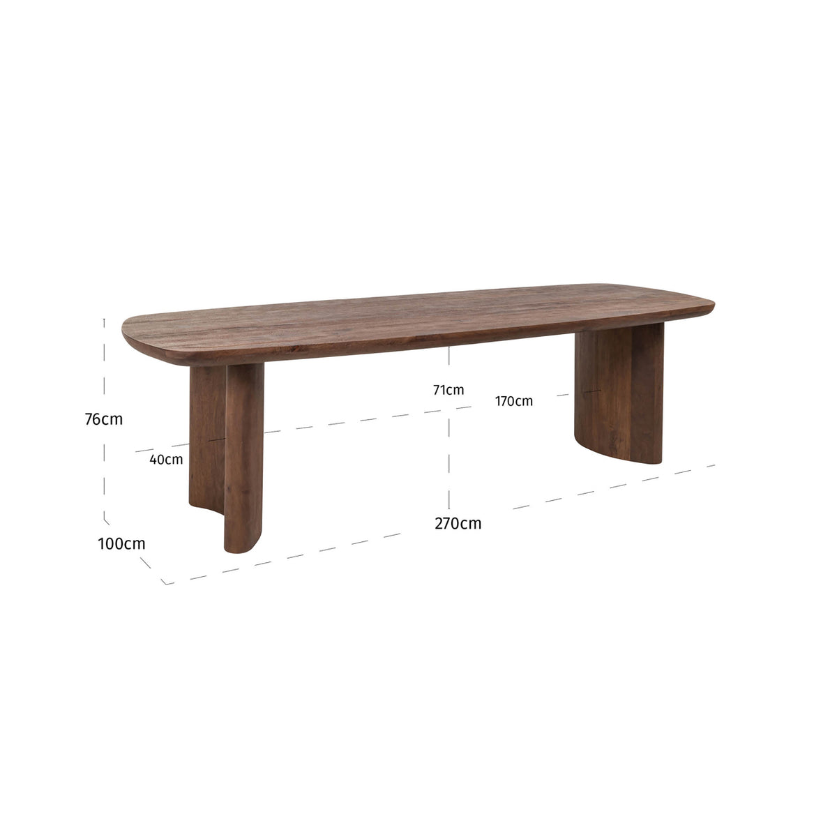 Eettafel Baldwin bruin mangohout 270 cm