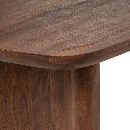 Eettafel Baldwin bruin mangohout 270 cm, detail van het materiaal