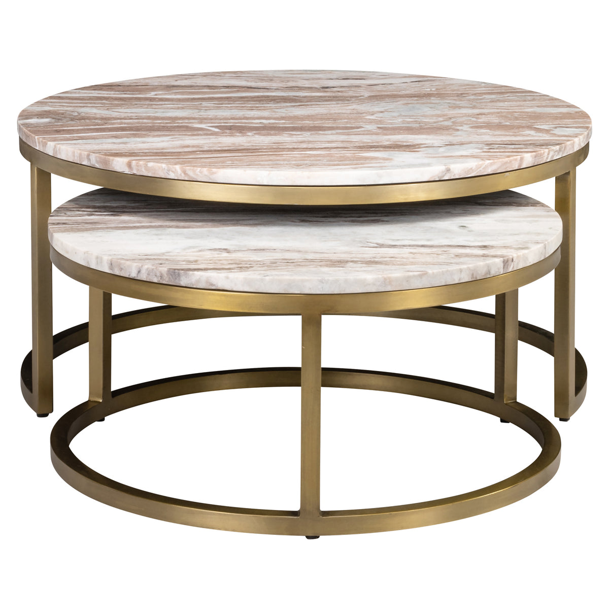 Salontafel Bottega beige marmer 85 cm, vooraanzicht op witte achtergrond