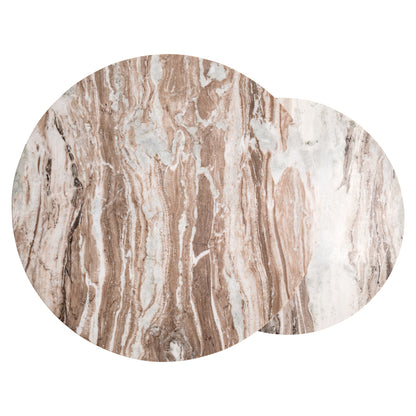 Salontafel Bottega beige marmer 85 cm, bovenaanzicht op witte achtergrond