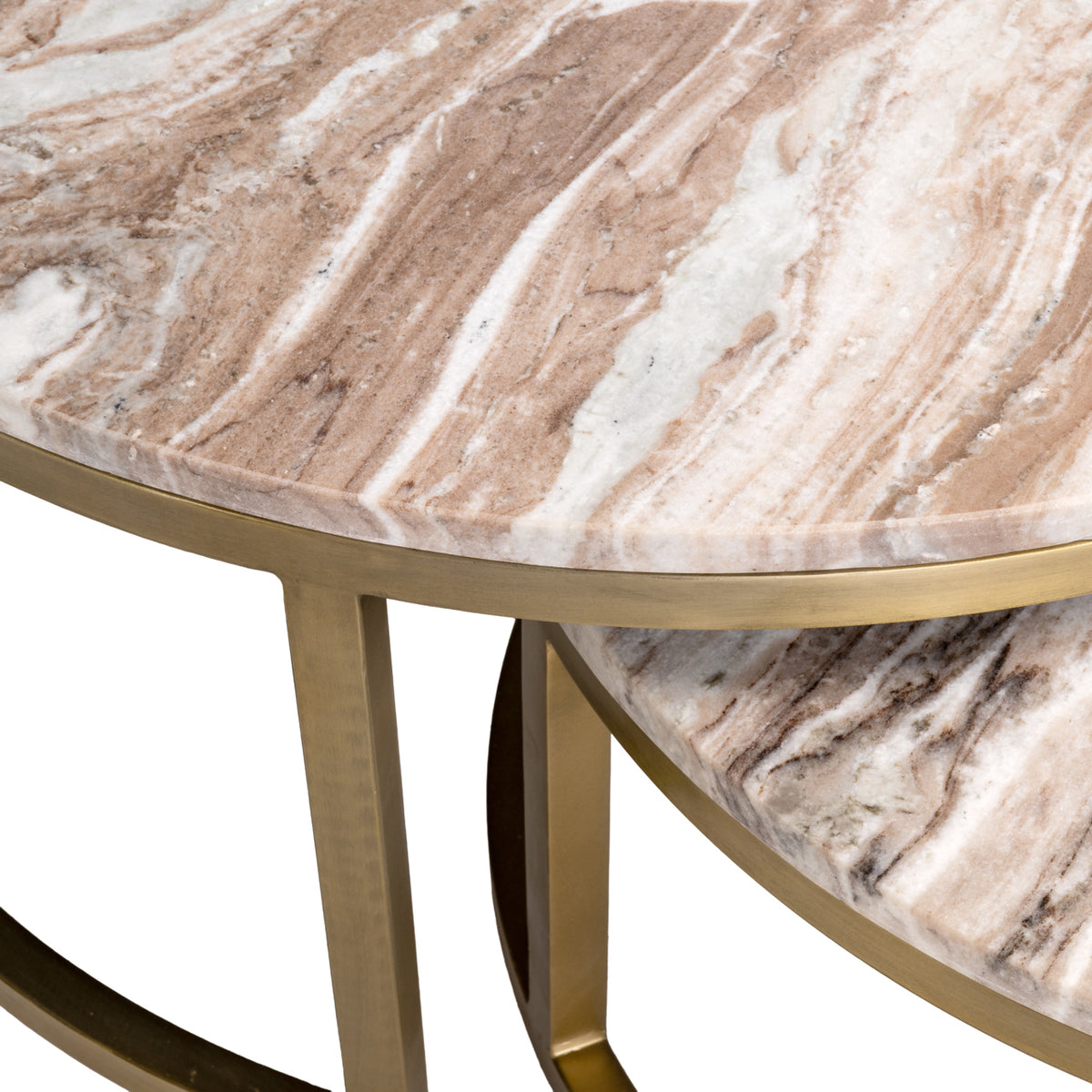 Salontafel Bottega beige marmer 85 cm, detail van het materiaal