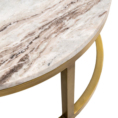 Salontafel Bottega beige marmer 85 cm, detail van het materiaal