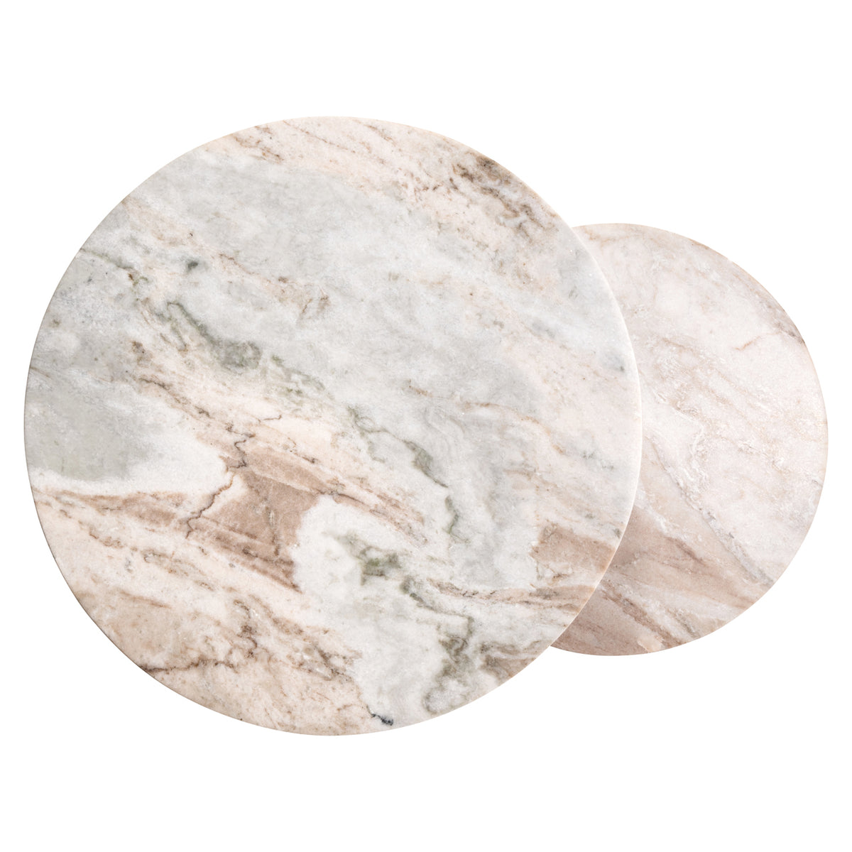 Bijzettafel Bottega beige marmer 45 cm, bovenaanzicht op witte achtergrond