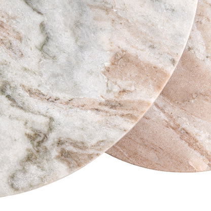 Bijzettafel Bottega beige marmer 45 cm, detail van het materiaal