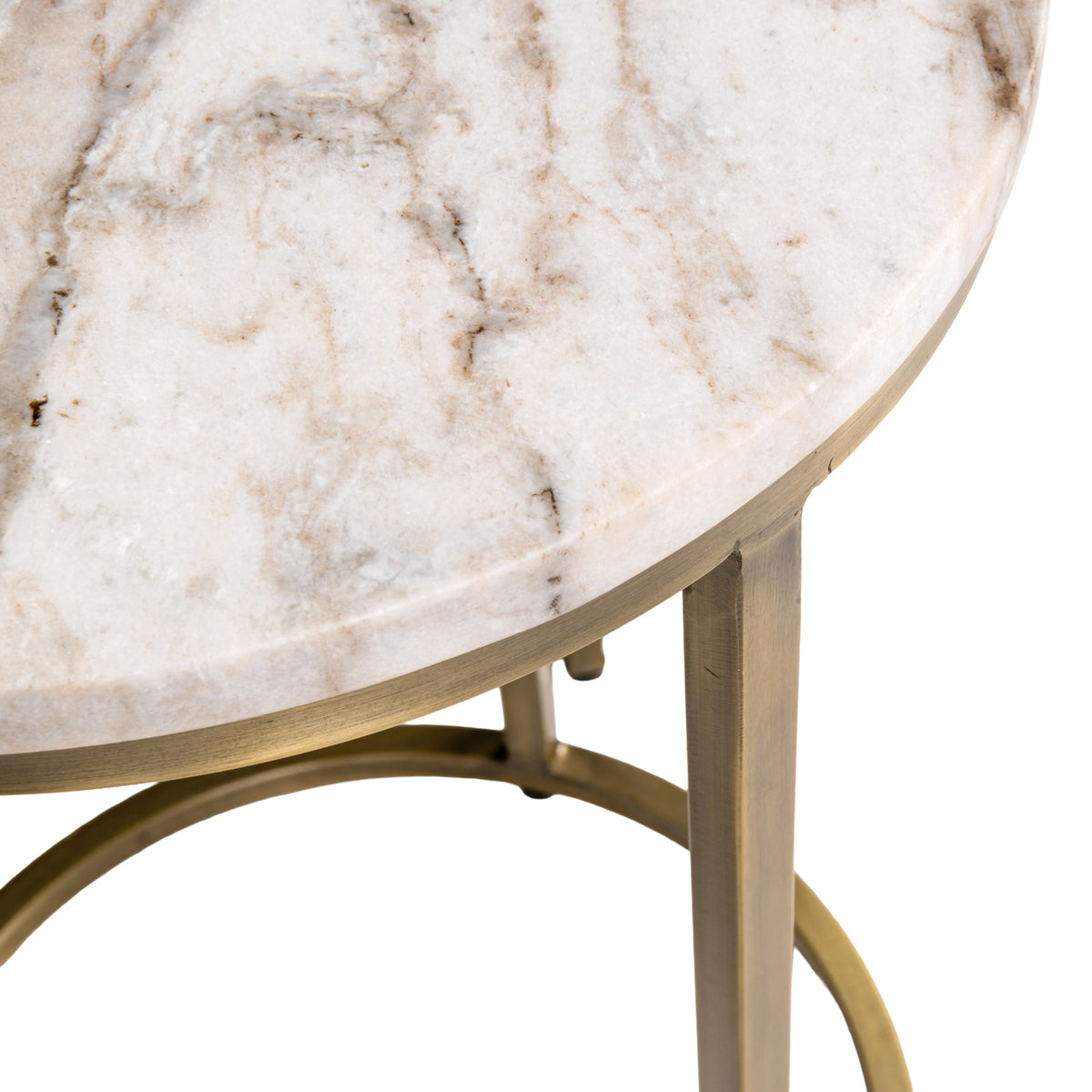 Bijzettafel Bottega beige marmer 45 cm, detail van het materiaal