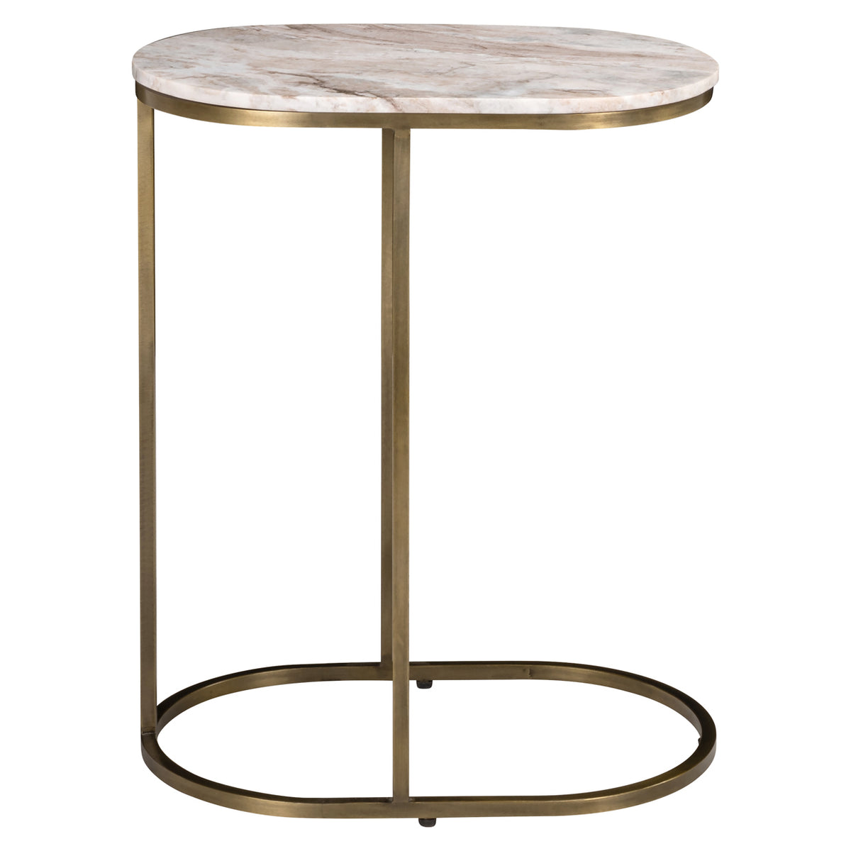 Bijzettafel Bottega beige marmer 55 cm, vooraanzicht op witte achtergrond