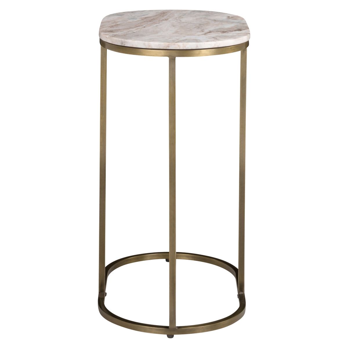 Bijzettafel Bottega beige marmer 55 cm, zijaanzicht op witte achtergrond
