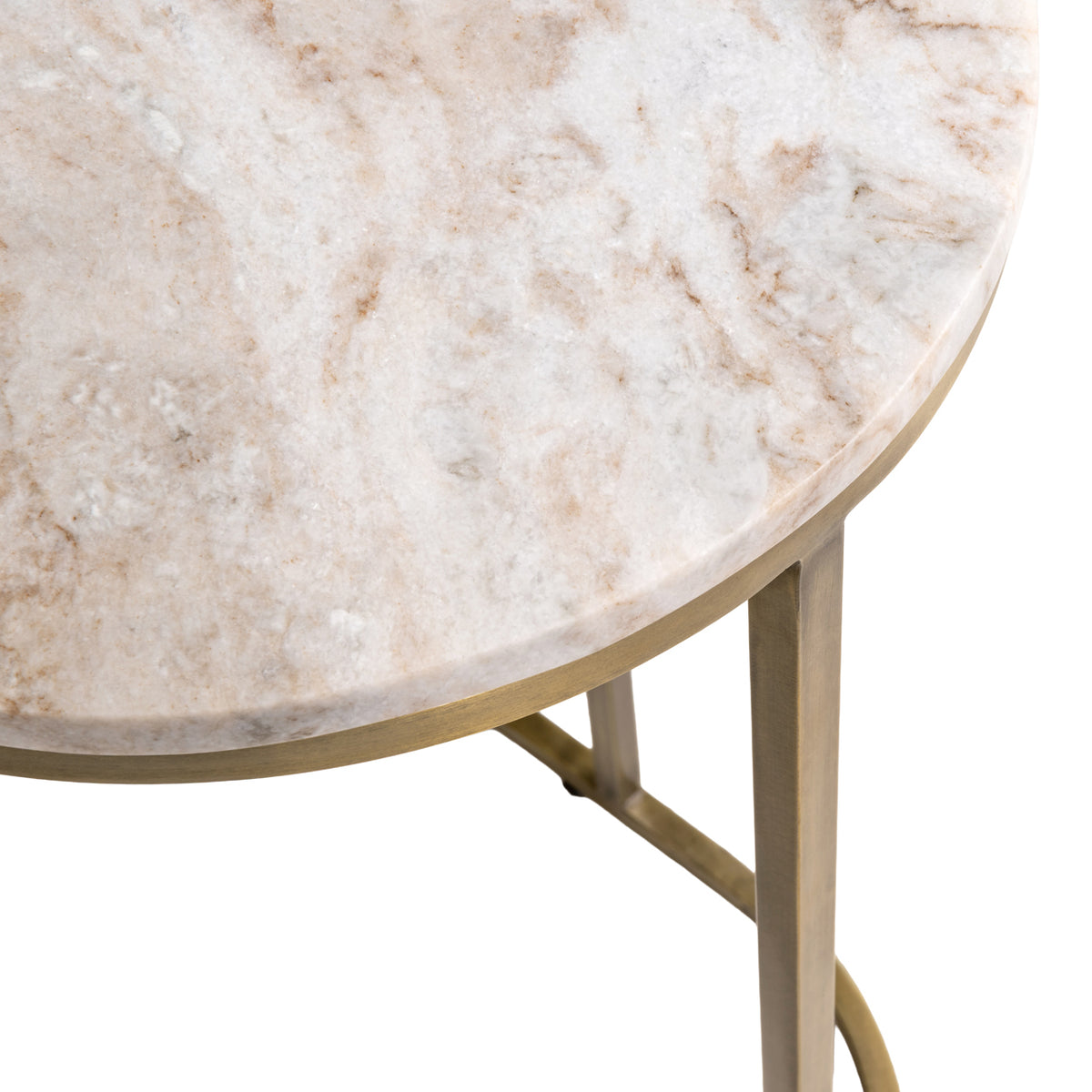 Bijzettafel Bottega beige marmer 55 cm, detail van het materiaal