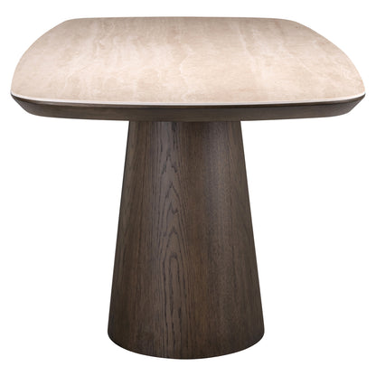 Eettafel Ritz bruin mdf 200 cm, zijaanzicht op witte achtergrond