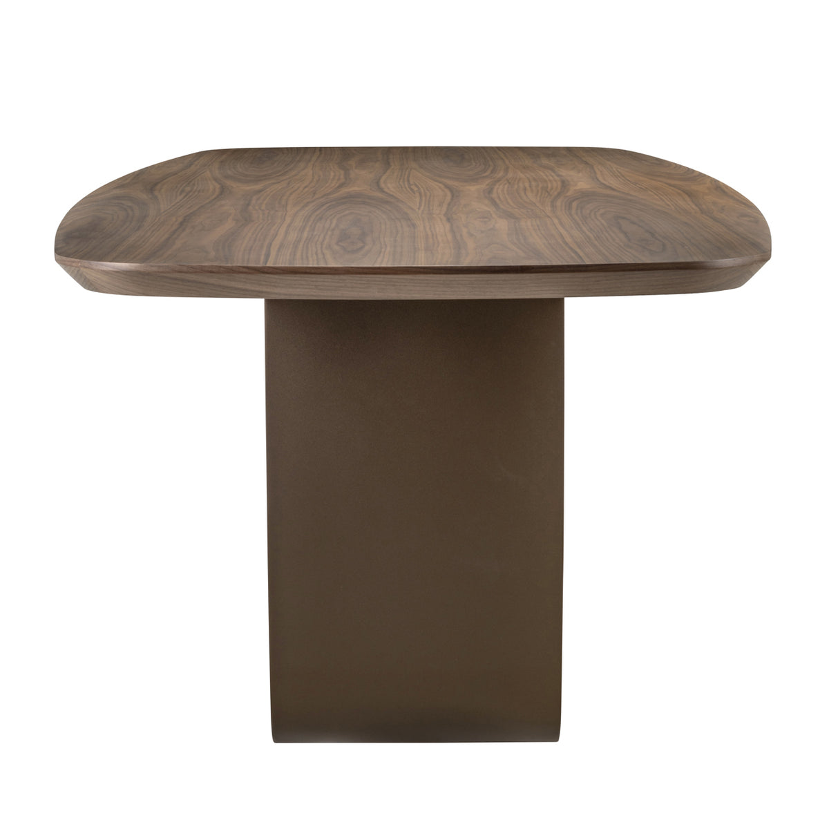 Eettafel Windsor walnoot mdf, zijaanzicht op witte achtergrond