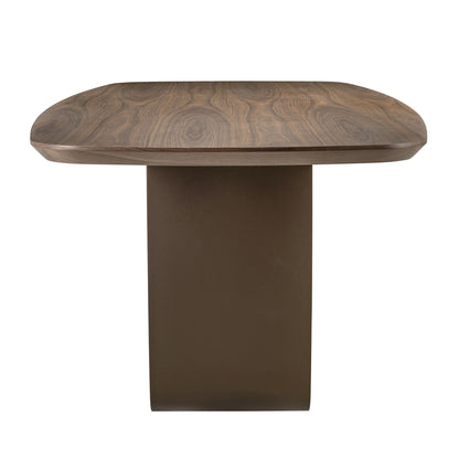 Eettafel Windsor walnoot mdf, zijaanzicht op witte achtergrond