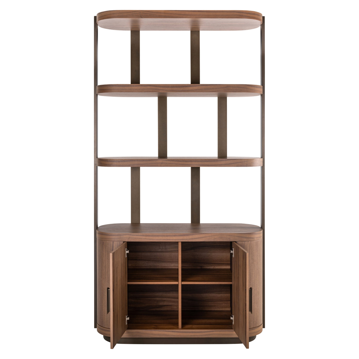 Vitrinekast Windsor walnoot mdf, detail van de functie
