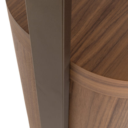 Vitrinekast Windsor walnoot mdf, detail van het materiaal