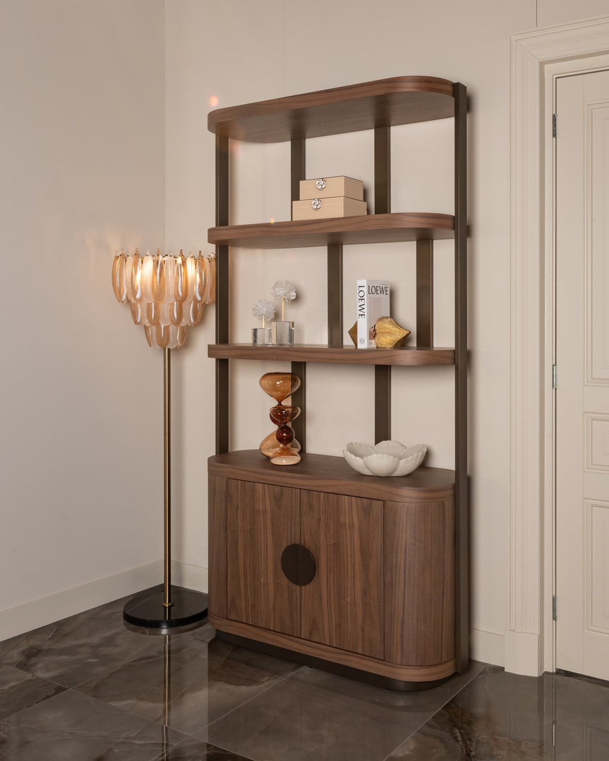 Vitrinekast Windsor walnoot mdf