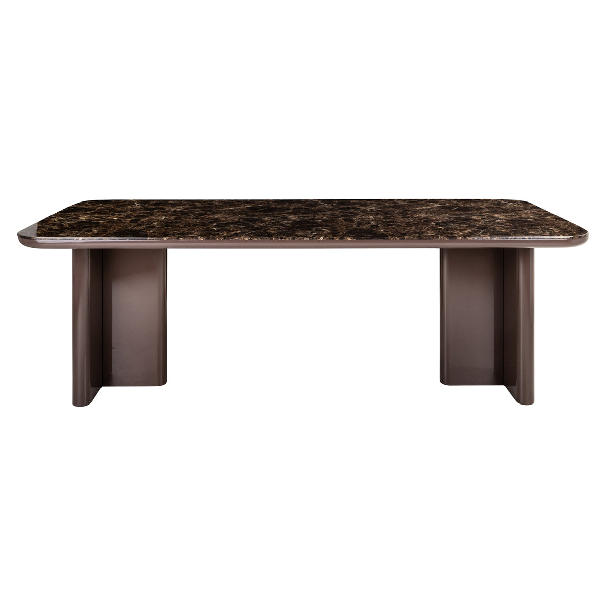 Eettafel Almundi bruin mdf 230 cm, vooraanzicht op witte achtergrond
