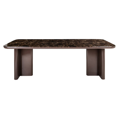 Eettafel Almundi bruin mdf 230 cm, vooraanzicht op witte achtergrond