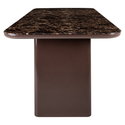 Eettafel Almundi bruin mdf 230 cm, zijaanzicht op witte achtergrond