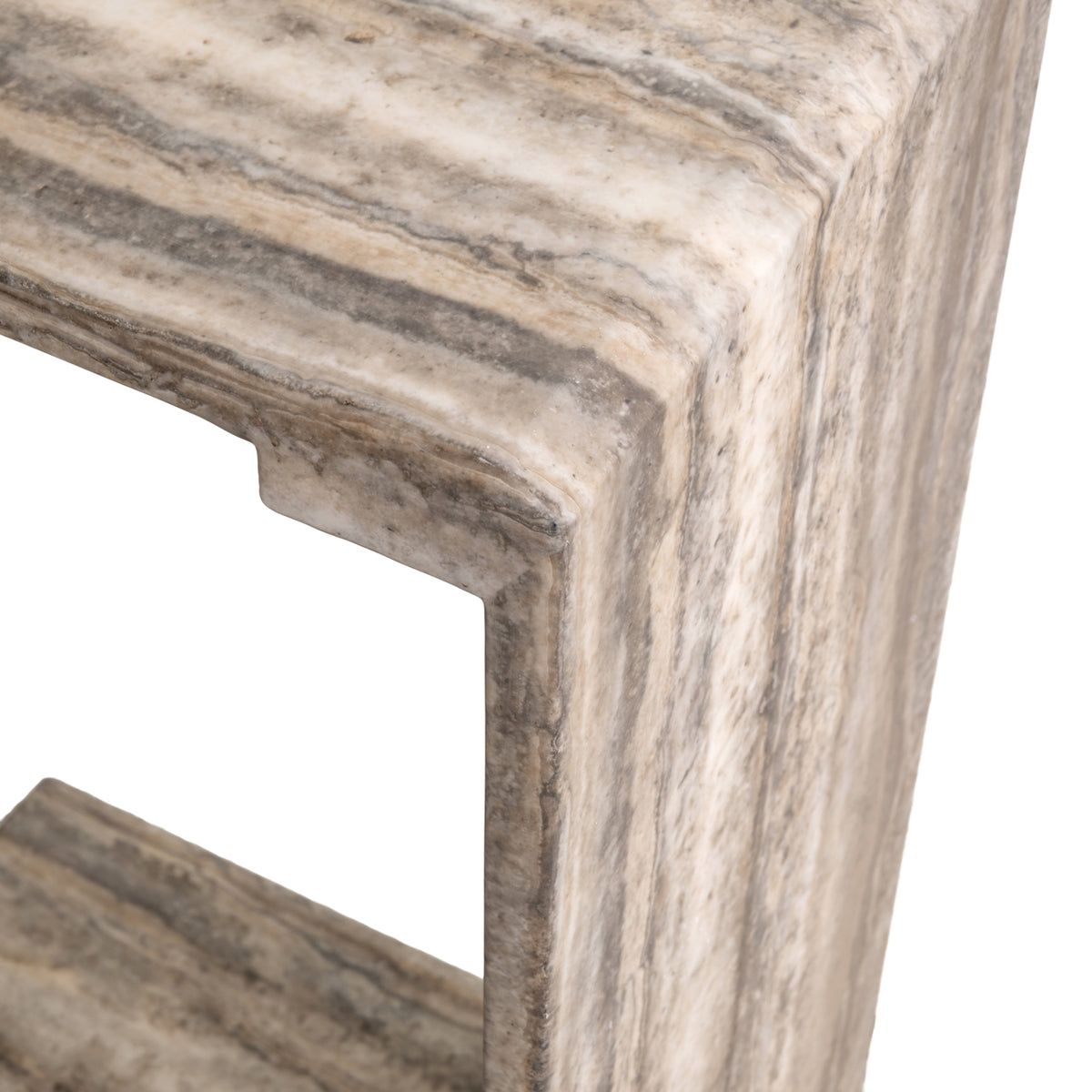 Bijzettafel Dulce grijs marmer, detail van het materiaal