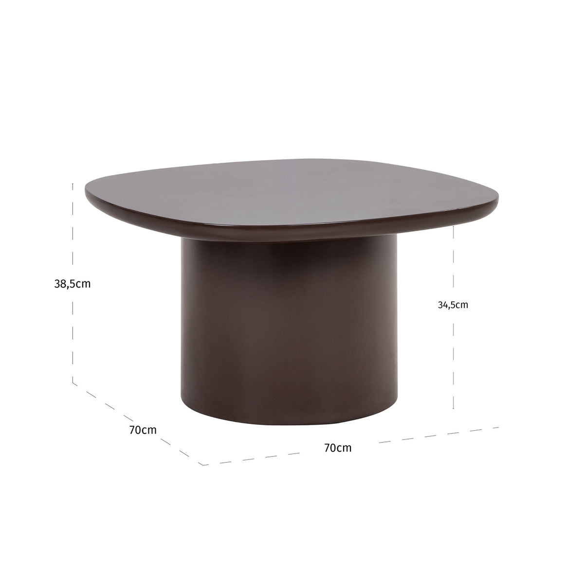 Salontafel Almundi bruin mdf, maatvoering met afmetingen
