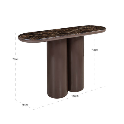 Sidetable Almundi bruin mdf, maatvoering met afmetingen