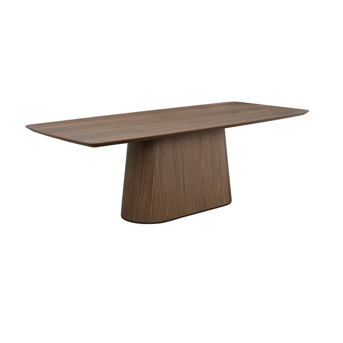 Eettafel Windsor walnoot mdf 190 cm, schuin vooraanzicht op witte achtergrond