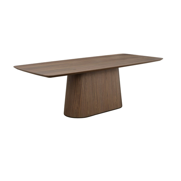Eettafel Windsor walnoot mdf 190 cm, schuin vooraanzicht op witte achtergrond