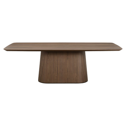 Eettafel Windsor walnoot mdf 230 cm, vooraanzicht op witte achtergrond