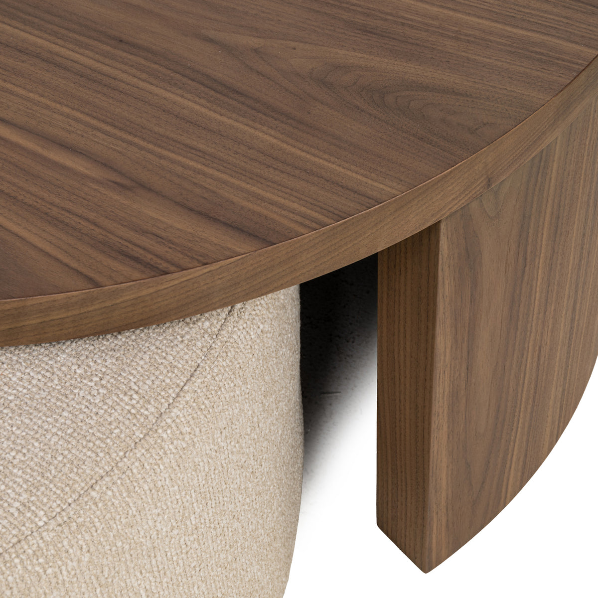 Salontafel Windsor walnoot mdf, detail van het materiaal