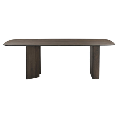 Eettafel Castello donkergrijs eikenhout, achteraanzicht op witte achtergrond