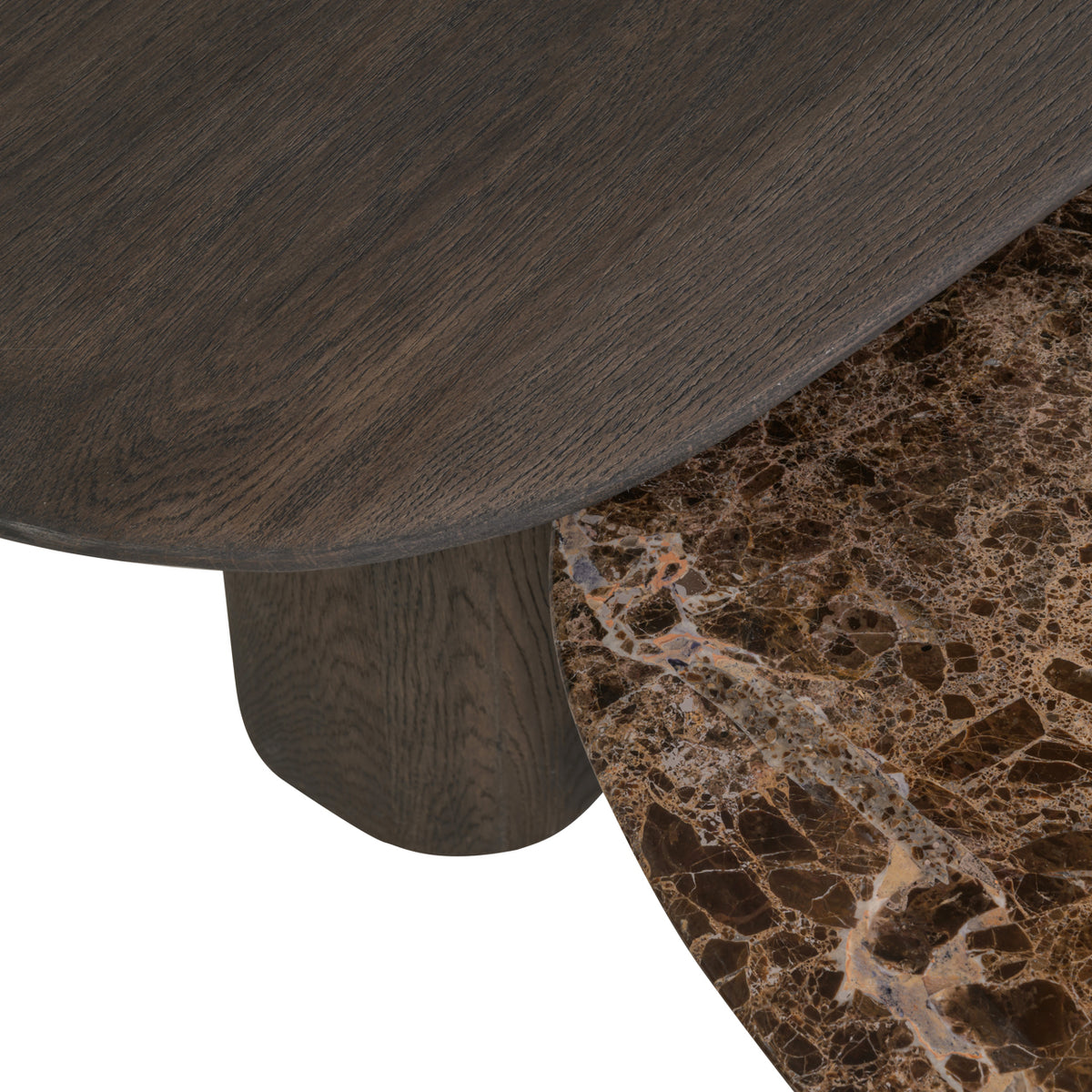 Salontafel Castello donkergrijs eikenhout, detail van het materiaal