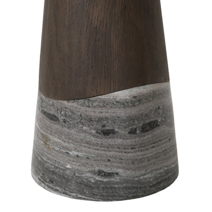 Eettafel Harper donkergrijs eikenhout, detail van het materiaal