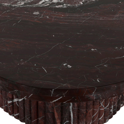 Salontafel Orchid rood marmer, detail van het materiaal