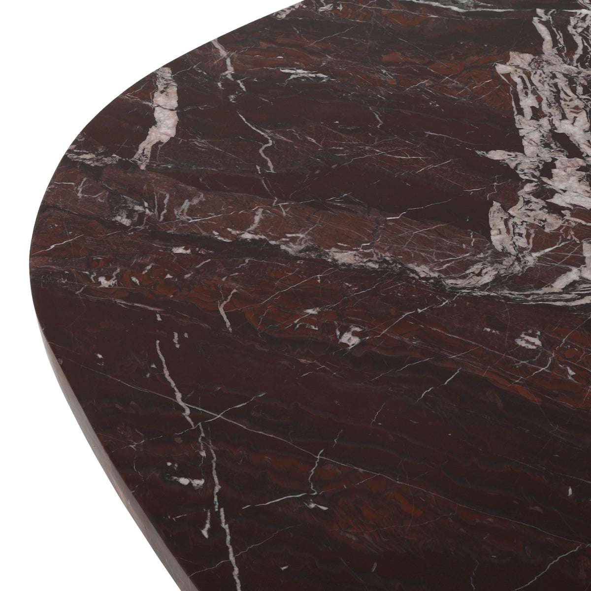 Salontafel Orchid rood marmer, detail van het materiaal