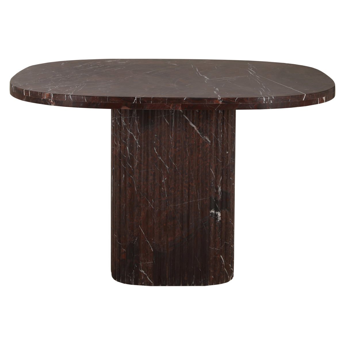 Eettafel Orchid rood marmer, vooraanzicht op witte achtergrond