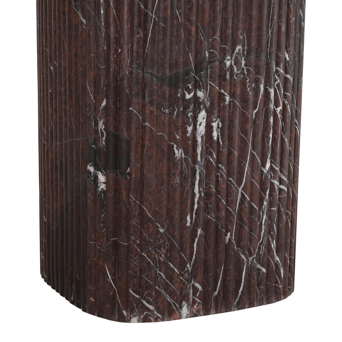 Eettafel Orchid rood marmer, detail van het materiaal