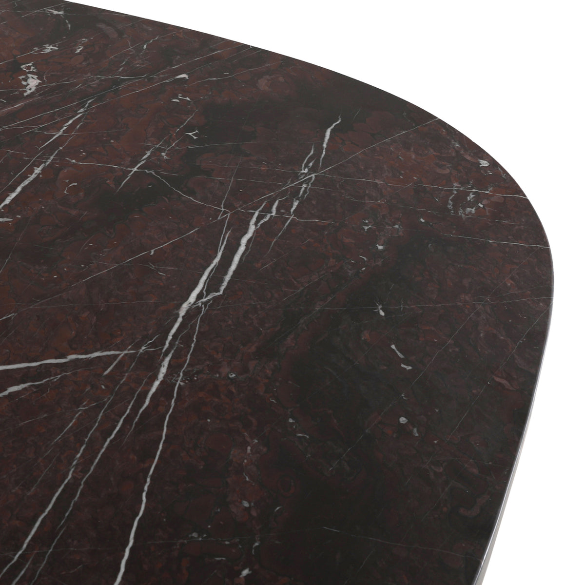 Eettafel Orchid rood marmer, detail van het materiaal