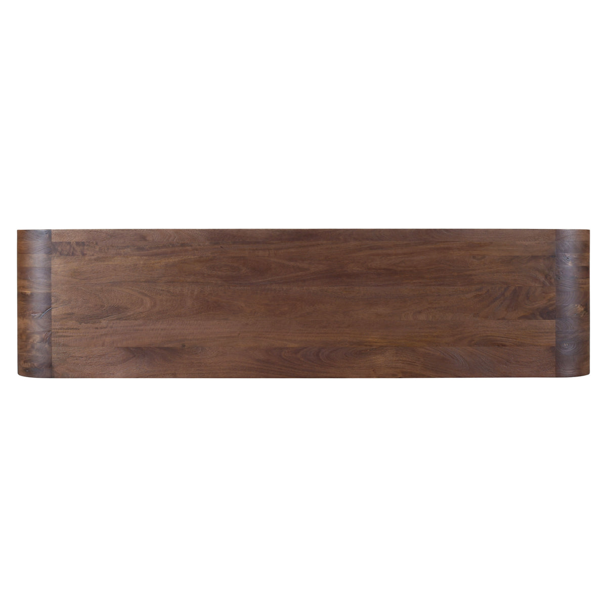 Dressoir Baldwin bruin mangohout, bovenaanzicht op witte achtergrond