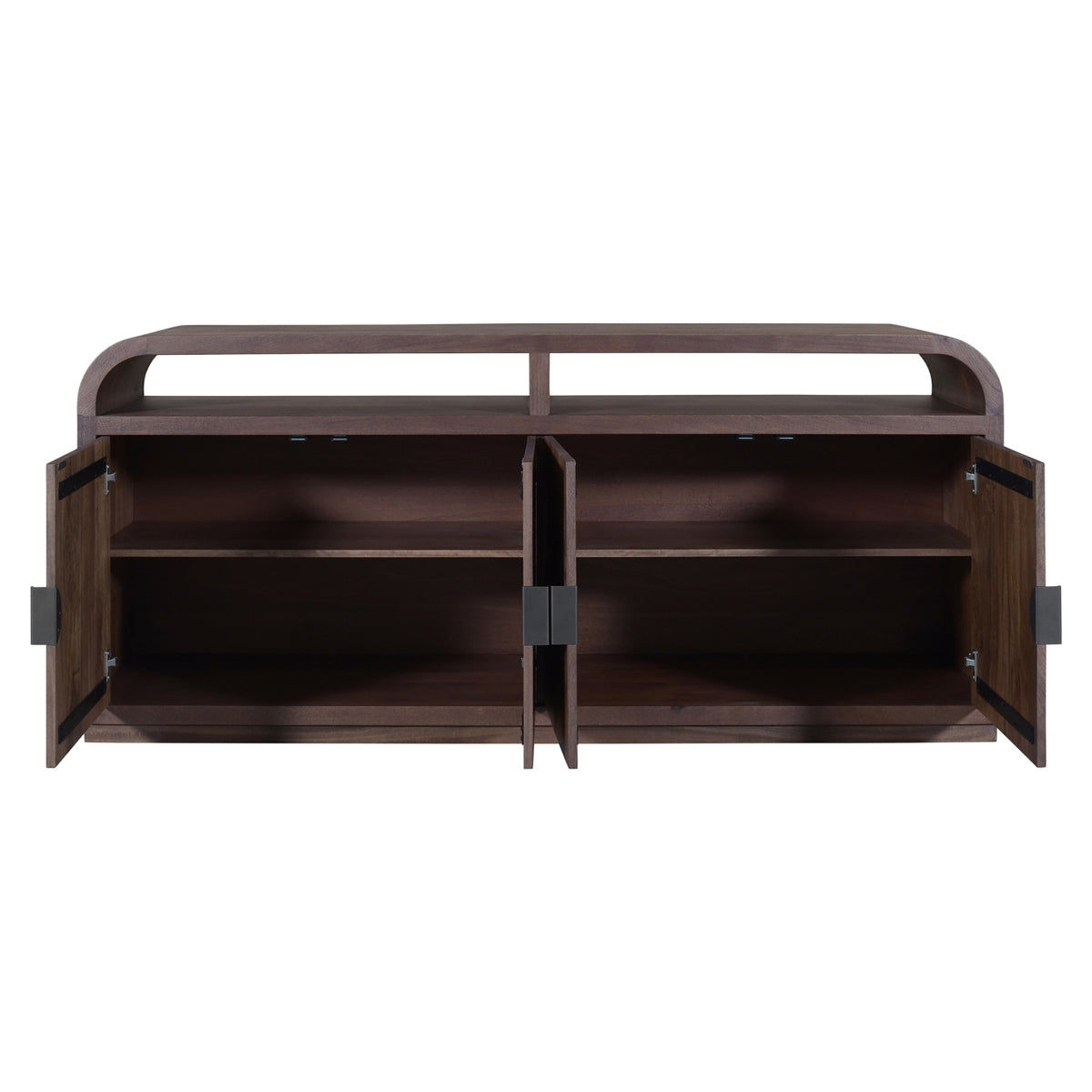 Dressoir Baldwin bruin mangohout, detail van de functie