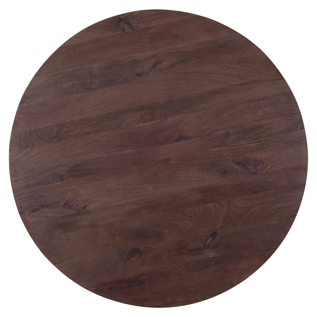 Eettafel Baldwin bruin mangohout, bovenaanzicht op witte achtergrond