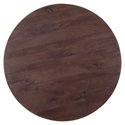 Eettafel Baldwin bruin mangohout, bovenaanzicht op witte achtergrond