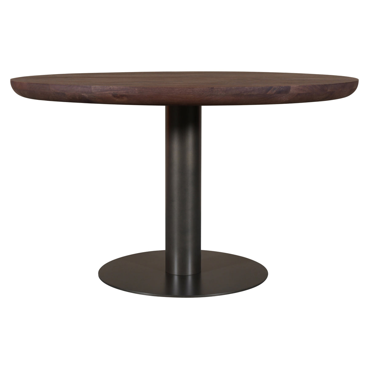 Eettafel Baldwin bruin mangohout, vooraanzicht op witte achtergrond
