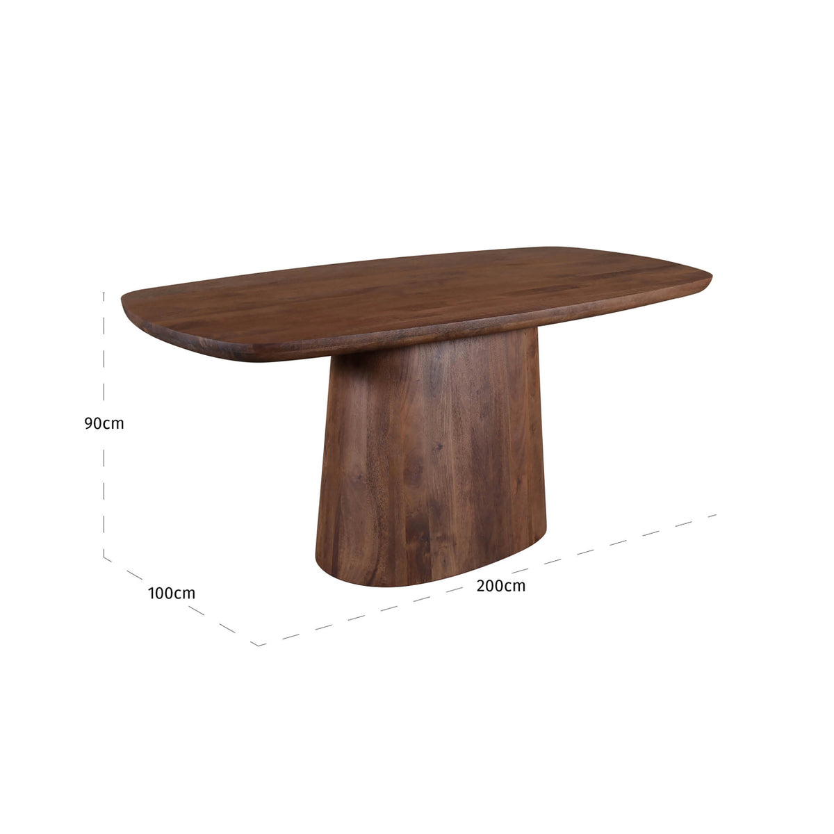 Bartafel Baldwin bruin mangohout, maatvoering met afmetingen