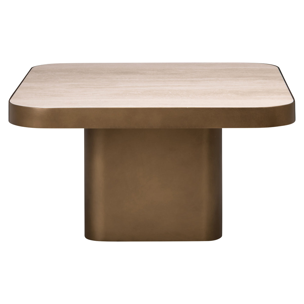 Salontafel Claridge beige ijzer 70 cm, vooraanzicht op witte achtergrond