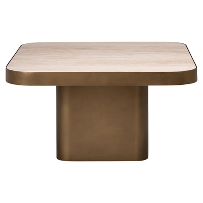 Salontafel Claridge beige ijzer 70 cm, vooraanzicht op witte achtergrond