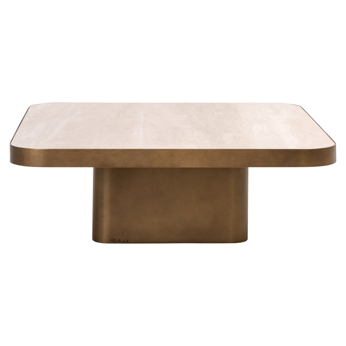 Salontafel Claridge beige ijzer 90 cm, vooraanzicht op witte achtergrond